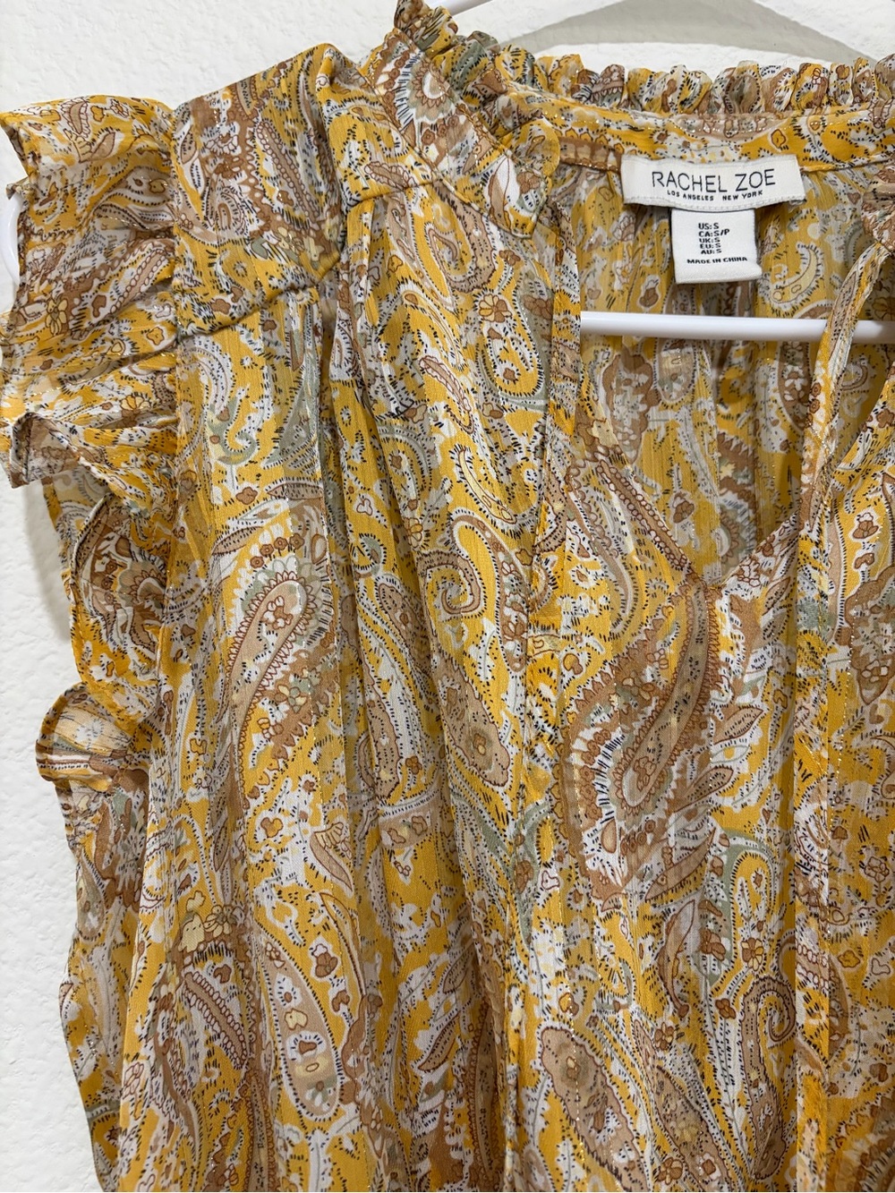 Rachel Zoe Mustard Paisley Ruffle Blouse
